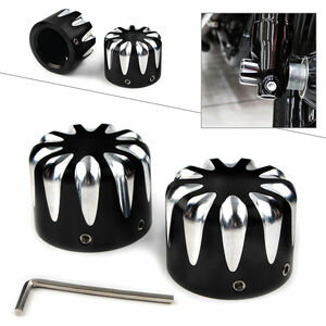 Black Front Axle Cap Nut Cover For Harley Dyna Touring Electra Glide Sportster 海外 即決