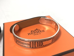 新品未使用 エルメス HERMES シルバーバングル 革付 トゥアレグ Mサイズ