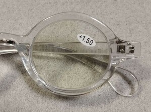 度数+1.50　デザイン002クリア　老眼鏡　シニアグラス　ブルーライトカットレンズ　昭和レトロ　丸メガネ