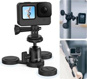 カメラ磁気スタンド 360°回転可能自由雲台 GoPro用アクセサリー カメラ三脚マウント 1/4インチネジ ボールヘッド