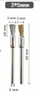 a12　軸φ３mm真鍮ワイヤーブラシとステンレス鋼ワイヤーブラシ　セット