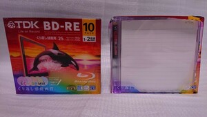 ほぼ未使用品【送料無料】TDK くり返し録画用ブルーレイディスク BD-RE 25GB 1-2倍速 5色カラーミックス 5mmスリムケース 10+8= 計18枚