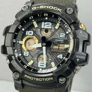 美品G-SHOCK GWG-100-1A3JF MUDMASTERマッドマスター タフソーラー 電波受信 電波ソーラー マルチバンド6 アナデジ ブラック モスグリーン