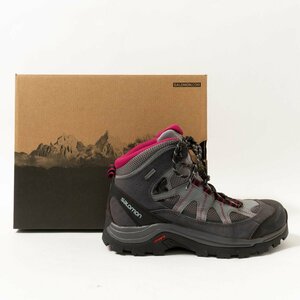 Salomon サロモン GORETEX オーセンティック トレッキングシューズ 靴 ハイカット 23.5cm グレー パープル アウトドア ハイキング 登山
