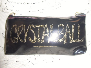 ★garcia-style Crystalball ポーチ　黒 鎖付　(約20×11×マチ2.2cm ) 新品★