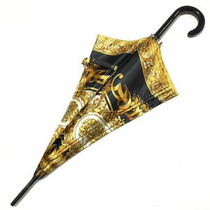 【ヴェルサーチェ】本物 GIANNI VERSACE 傘 バロック柄 全長89cm 雨傘 アンブレラ 雨具 長傘 メンズ レディース