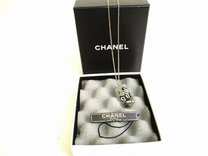 【新品同様】 シャネル CHANEL ヴィンテージ CCロゴ カメリアモチーフ シルバーチェーン ネックレス　ペンダント メンズ レディース