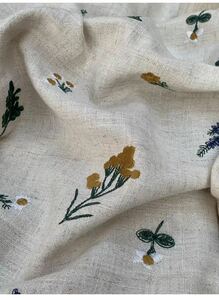 生地　ハンドメイド　DIY麻リネン　麻リネン綿通気性いい素敵刺繍花柄洋服ワンピース チュニック シャツ作るサイズ