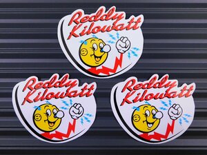 送料\84【REDDY KILOWATT・レディキロワット】※《レーシングステッカー／３枚セット》　(品番：ms097)　アメリカン雑貨　ガレージ