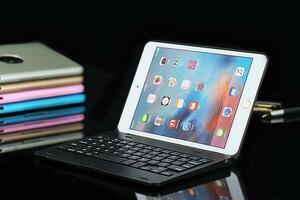 F1/F1＋ iPad mini5/mini4用 Bluetooth ワイヤレス キーボード ハード ケース ノートブックタイプ ブラック