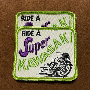 70s KAWASAKI ヴィンテージ ワッペン 当時物本物 カワサキモトクロス 国産旧車 ビンテージ 刺繍パッチ デッドストック RIDE A SUPER