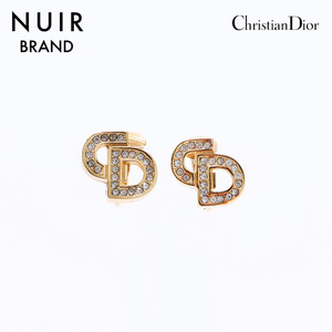 クリスチャンディオール Christian Dior イヤリング CD ラインストーン ゴールド