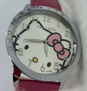 299-0081 HELLO KITTY ハローキティ 腕時計 革ベルト ピンク 電池切れ 動作未確認