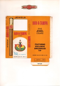 古い タバコ 煙草 ラベル パッケージ 葉巻 HAV-A-TAMPA JEWELS シガーバンド 台紙に貼り付け