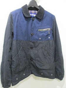 即決 2012SS JUNYA WATANABE MAN COMME des GARCONS ジュンヤワタナベマン 衿コーデュロイ 切替 ハンティングジャケット メンズ XS 黒×紺