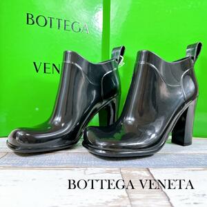 BOTTEGA VENETA ボッテガヴェネタ ヒール ラバーブーツ レインシューズ アンクルブーツ 677113 ブラック 38（25cm）