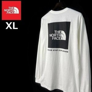 1円～!売切!【正規新品】THE NORTH FACE L/S BOX NSE TEE 長袖 Tシャツ ロンT US限定 男女兼用 ボックスロゴ アウトドア(XL)白① 180902-18