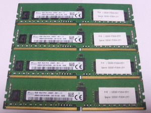メモリ サーバーパソコン用 SK hynix DDR4-2400 (PC4-19200) ECC Registered 8GBx4枚 合計32GB 起動確認済です HMA41GR7AFR4N-UH⑦