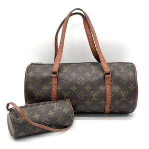 1円 LOUIS VUITTON ルイヴィトン モノグラム パピヨン30 筒型 ハンドバッグ ミニボストン M51365 ポーチつき