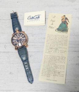 ■ GaGa MILANO ■ ガガミラノ マヌアーレ 48mm 5011.5 手巻き メンズ 腕時計 時計 ブルー ゴールド イタリア製 稼働品