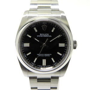 【新品仕上げ済】ROLEX オイスターパーペチュアル 自動巻き SS ブラック文字盤 ランダムシリアル 116000 【中古】