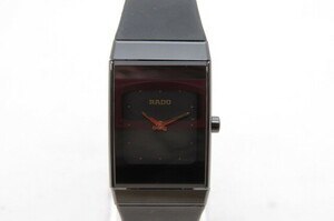 1円～【動作品】RADO ラドー ダイヤスター 204.0320.3 レディース クオーツ腕時計　レクタンギュラフェイス　ブラックラバーベルト　4-9-10