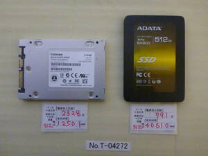 管理番号　T-04272 / SSD / 2.5インチ / SATA / 512GB / 2個セット / 本体厚み9.5㎜ / ゆうパケット発送 / データ消去済み / ジャンク扱い