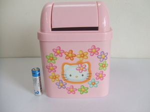 レア★　ハローキティ　お花キティ　小さいゴミ箱　スイング蓋付きゴミ箱　1997年　日本製
