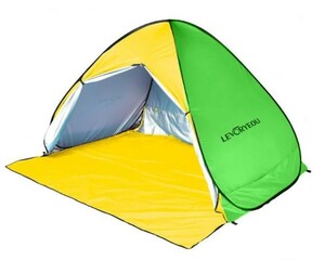 新品　ポップアップテント　ワンタッチテント　ビーチテント　大きめ　3〜4人用　UVカット　軽量　収納袋付き　黄色