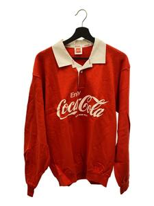 Coca・Cola◆ポロシャツ/L/コットン/RED/80s/ラガーシャツ