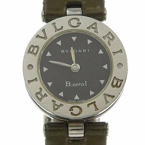 1円 不動 ジャンク ブルガリ BVLGARI BZ22S クオーツ B-ZERO1ウォッチ 黒文字盤 SS×レザー レディース 腕時計