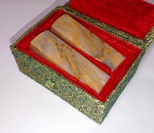 中国 古印材 巴林凍石 ２顆組 篆刻用印材 書家の愛蔵品 古玩
