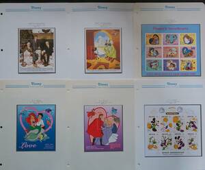 【未使用外国切手】ディズニー切手コレクション　バインダー付き　49ページ　中央アフリカ、ネビス、パラオ他　1981年～1999年