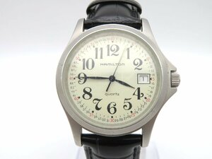 1円◆稼働◆ ハミルトン カーキ シルバー クオーツ メンズ 腕時計 O769