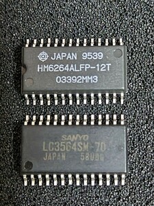 HM6264ALFP-12T 日立製＋LC3564SM-70 サンヨーSANYO製 64K CMOS SRAM