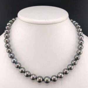 E04-4678 黒蝶パールネックレス 8.0mm~10.63mm 41cm 50.6g ( 黒蝶真珠 Pearl necklace SILVER )