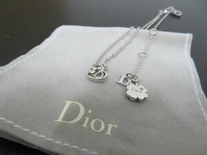 Dior ディオール ハートモチーフ ロゴ ネックレス シルバー系 アクセサリー レディース 現状品 激安1円スタート