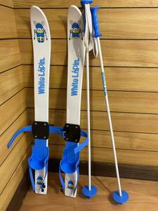 キッズ　スキー板　80cm ストック セット White Lapin プラスチック　練習　子供用 幼児用 スキーセット ブルー