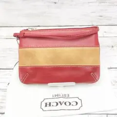 COACH コーチ リストレット レッド×ブラウン レザー