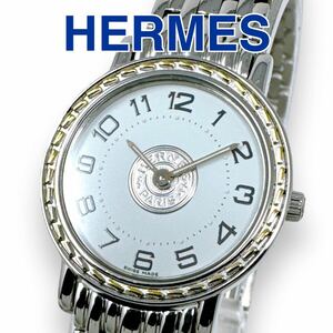 エルメス セリエ SE4.210 コンビ ホワイト クォーツ クオーツ レディース 時計 HERMES ラウンド シルバー QZ ブランド 稼働