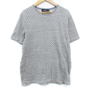 ポールスミスジーンズ Paul Smith JEANS Tシャツ カットソー 半袖 ラウンドネック ドット柄 水玉柄 L 杢グレー ベージュ /FF35 メンズ