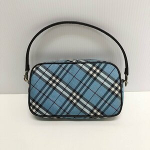 ●BURBERRY BLUELABEL バーバリー ブルーレーベル ハンドバッグ バニティ ポーチ ZCE04-500 ノバチェック ブルー系 レディース 0.1kg●