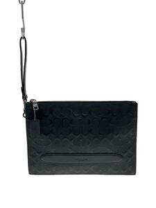 COACH◆Structured Pouch Leather Signature(型押しレザークラッチバッグ)/BLK