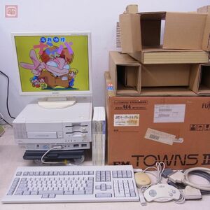 1円〜 修理品 FUJITSU FM TOWNSII モデルMA340W本体 （FMTWMA34WA） HDDなし キーボード・マウス・パッド・箱説付 富士通【60