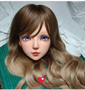 二次元美少女 ハーフマスク カツラ/眼球付き 青いの目 ヘッドロリータ人形 樹脂製（PDS022） コスプレマスク KIGURUMI変身 仮装 着ぐるみ 