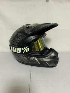 HJC オフロードヘルメット　Mサイズ　100%ゴーグル付き　中古ジャンク品