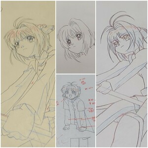 カードキャプターさくらセル画　原画×4枚。Cardcaptor Sakura TV Anime Genga×4.