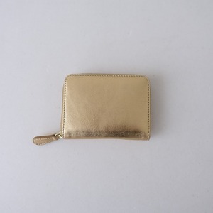 //【美品/定価2.3万】プラージュ Plage *INNIS SPECIAL EDITION PURSE レザーミニパース*金ゴールド皮革財布(ac85-2402-98)【61C42】