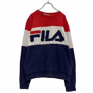 FILA ロゴ スウェット トレーナー L ネイビー ホワイト レッド フィラ 古着卸 アメリカ仕入 a601-6120