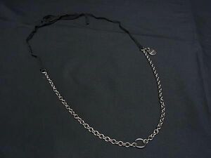 1円 ■美品■ PRADA プラダ チェーン リボン ネックレス アクセサリー レディース シルバー系×ブラック系 FA4719